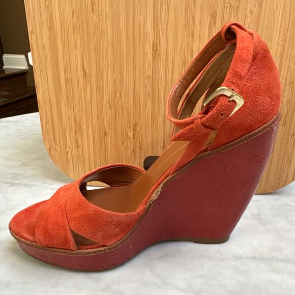 Dolce Vita Platform Wedge Heels Nubuck Size 8M Red/Orange - Picture 7 of 15